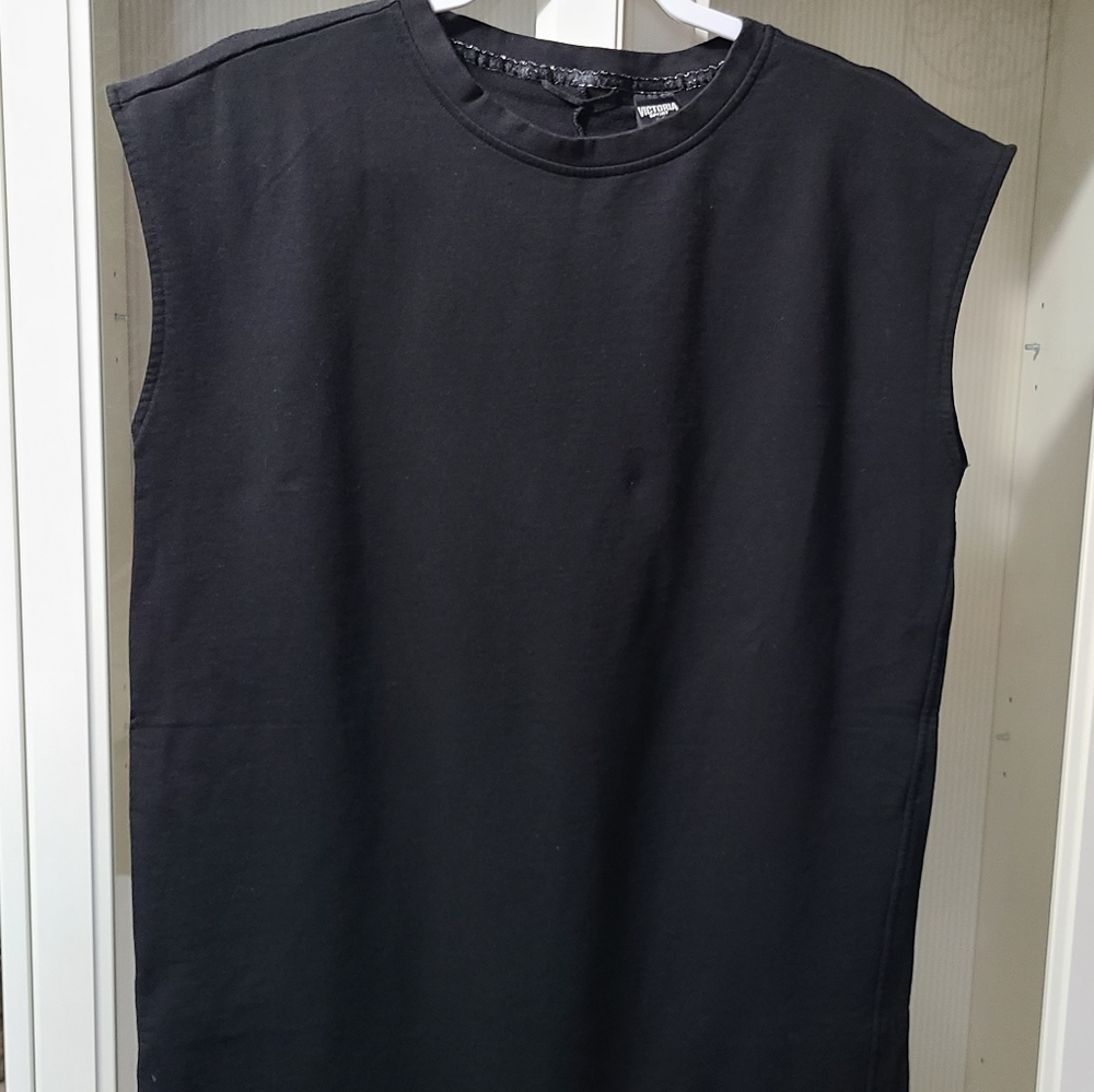 Victoria's Secret Sport Black T-Shirt Capped Sleeve Dress sz S